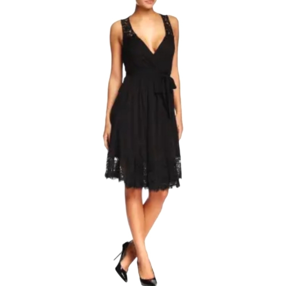 NWT DVF Black Lace Wrap Dress